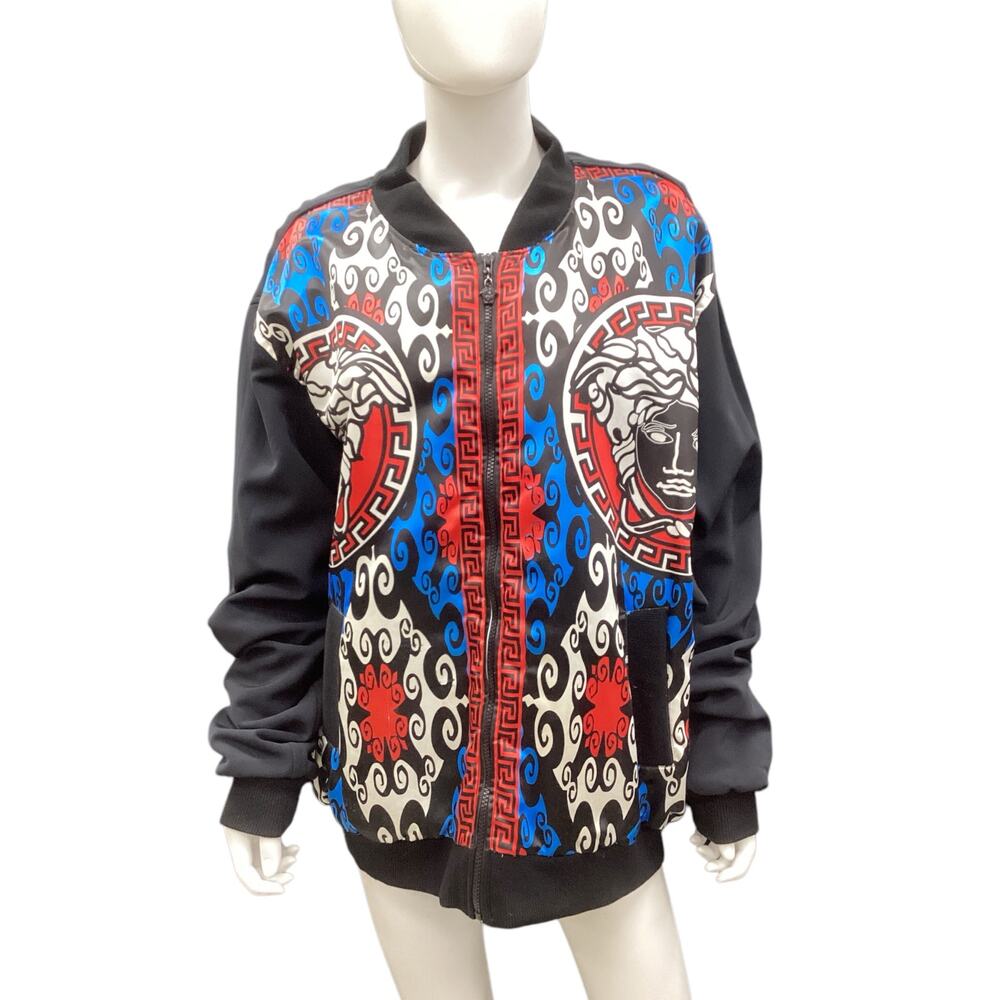 VTG Authentic Dapper Dan Unisex Jacket Size XL Medusa Motif Multicolor Pockets